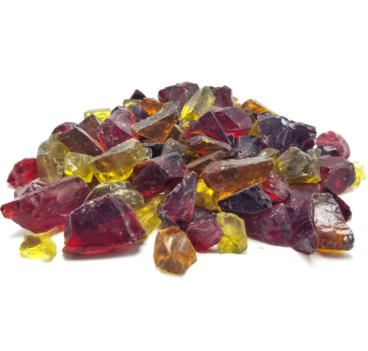 10lbs "Fire Blend" Red, Amber & Yellow 1/2" - 3/4"  - Tempered Fire Glass