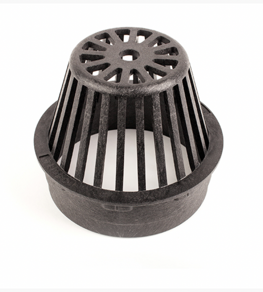 DG6RFB - 6 inch Plastic Round Flat Drainage Grate - Black