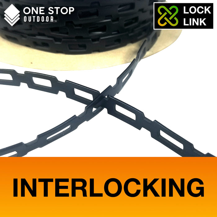Lock Link - (100' Feet x 1" Wide) Strong Flexible Plastic Chain Locking Strap - Tree & Plant Ties for Staking