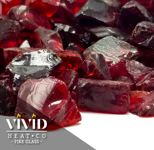 VIVID Heat - "Ruby Red" 1/4", (Price by the Pound) Tempered Fire Glass Rock