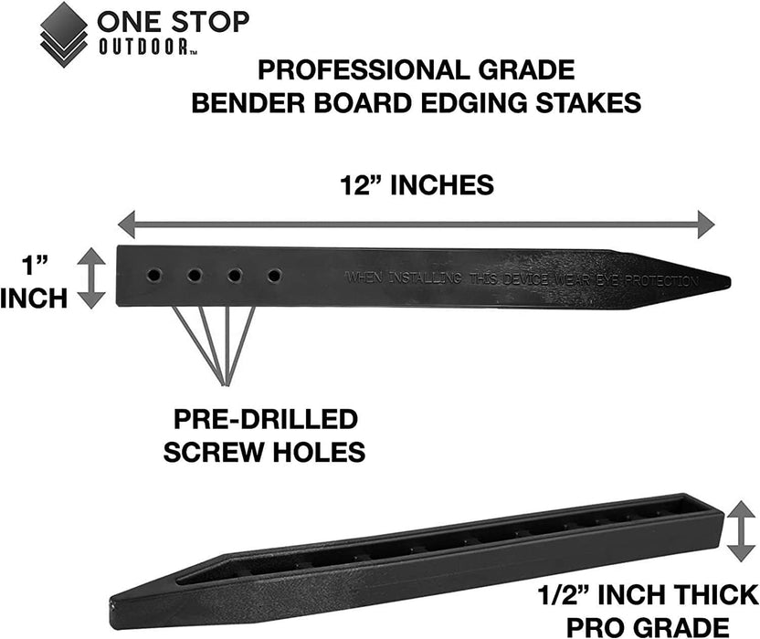 12" Black Bender Board Edging Stakes, Nails - Landscape & Garden Terrace Edging