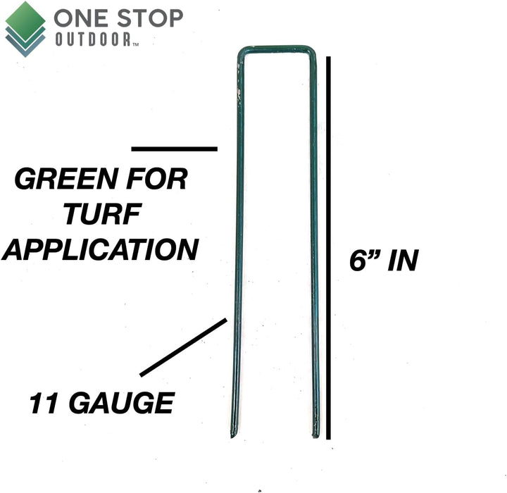 Green, 6 Inch Garden Stakes, Landscape Staples, U-Type Turf Stake for Artificial Grass, Rust Proof Sod Pin for Securing Fences Weed Barrier Fabric Outdoor Wires Tents & Tarps