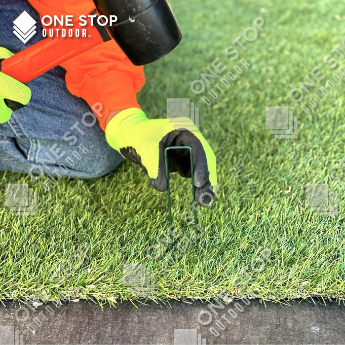 Green, 6 Inch Garden Stakes, Landscape Staples, U-Type Turf Stake for Artificial Grass, Rust Proof Sod Pin for Securing Fences Weed Barrier Fabric Outdoor Wires Tents & Tarps