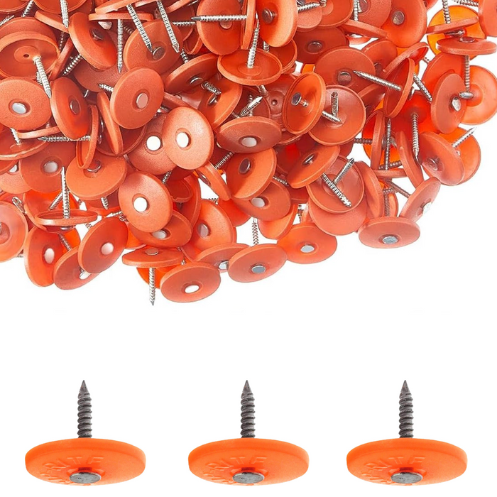 250-Pack Round Plastic Cap Nail 1 Inch Roofing Nails Galvanized Tar Paper Nails for House Wrap Fastening & Insulation
