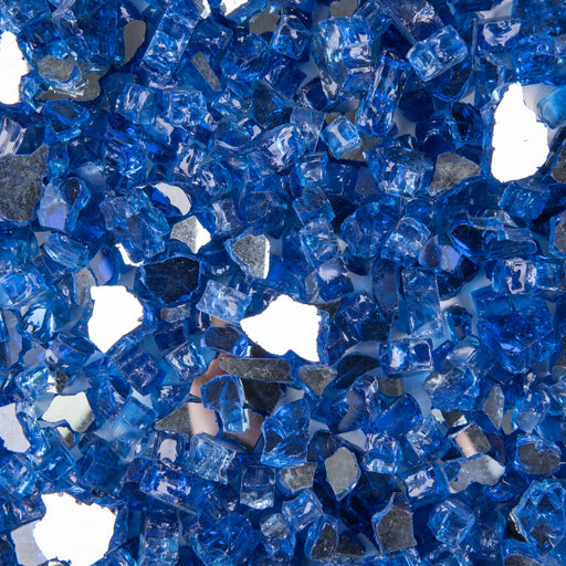 10lbs 1/2" Cobalt Blue - Tempered Reflective Fire Glass Rock for Fireplace & Fire Pit