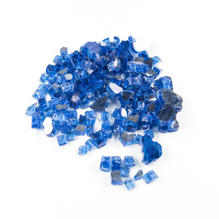 10lbs 1/2" Cobalt Blue - Tempered Reflective Fire Glass Rock for Fireplace & Fire Pit