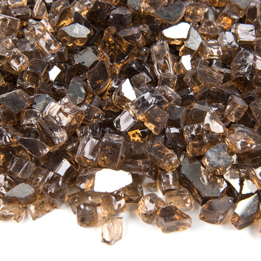 10lbs 1/2" Medium, Copper Amber - Tempered Reflective Fire Glass Rock for Fireplace & Fire Pit