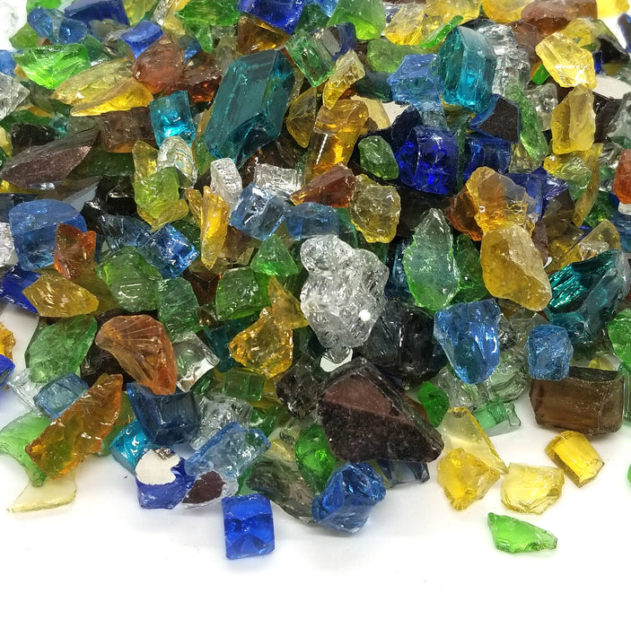 1/2" "Sea Glass Blend" Amber, Blue, Green, Gold & More Reflective Fire Glass (10lbs)