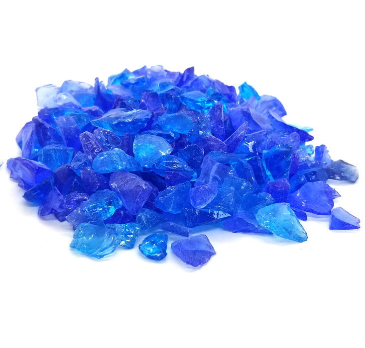 10lbs "Glacier Blend" Blue & Turquoise 1/2" - 3/4"  - Large Tempered Fire Glass