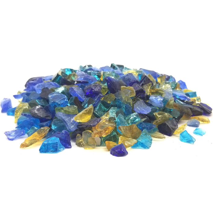 VIVID Heat - Tropical Paradise Blend 1/4 - 1/2" Fire Glass Blue, Amber, Caribbean, Etc.