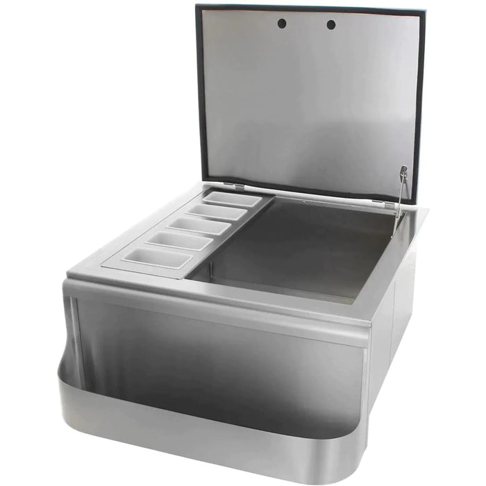 BBQ-260-SI - PCM 260 Series 25-Inch Slide-In Ice Bin Cooler With Speed Rail & Condiment Holder
