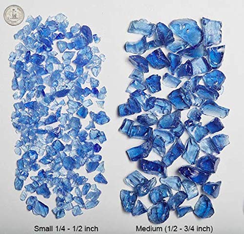 VIVID Heat - Vibrant Luster "Ice Clear" 1/4" Large Rough Gem Size, (Price by the Pound) - Tempered Fire Glass Rock for Fireplace and Fire Pit