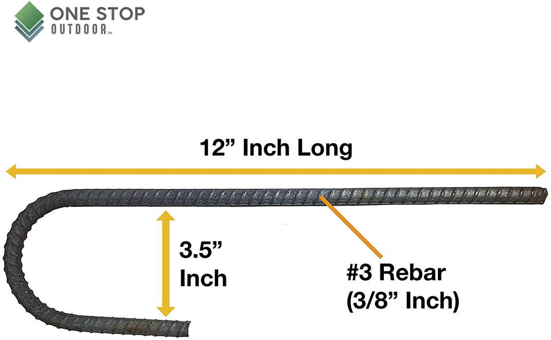 Pinnacle Mercantile 32 Pack Anti Rust Rebar Stakes J Hook Heavy Duty  Galvanized Steel Ground Anchors 12 inch Long 3/8 inch Round Chisel Point  End Made