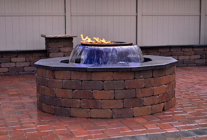HPC Hearth Evolution 360 - Copper Fire & Water Insert Fire Pit & Waterfall Bowl & Electronic Ignition