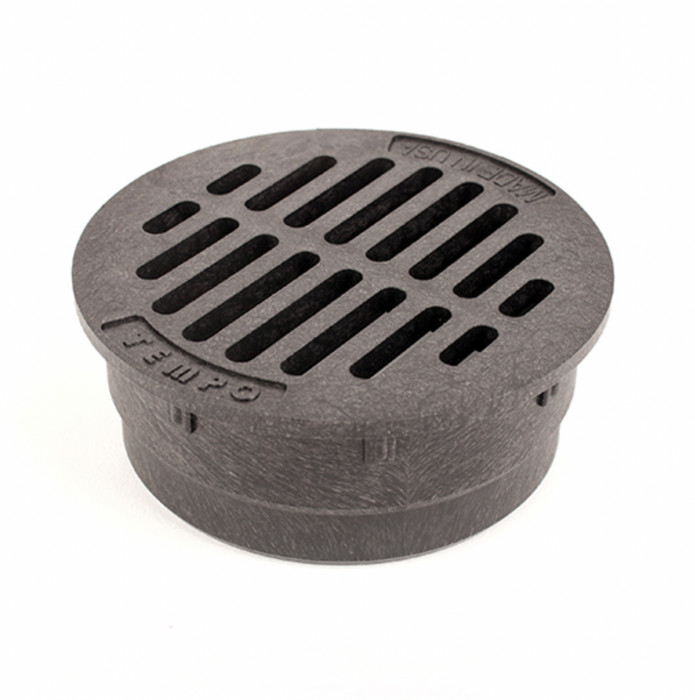 USA Made 4 inch Outdoor Round Flat Drain Grate Cover, Green, Black, Tan or Grey Black