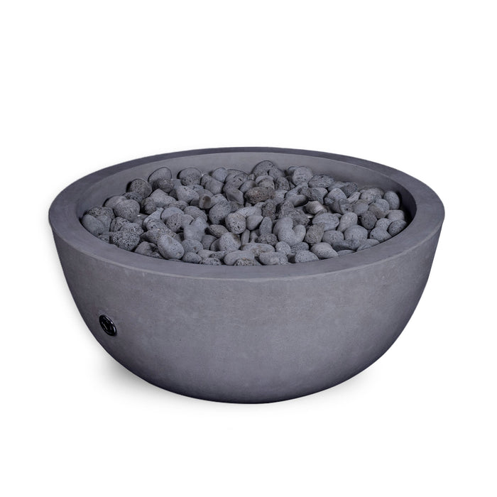 VIVID 1 - 39" Premium Round Cement Fire Pit Table Bowl GFRC Concrete - Natural Gas or Propane