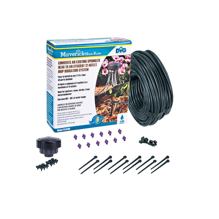 DIG PC14100 - 12-Outlet Drip Bubbler Manifold Irrigation Kit High Flow – 4 GPH
