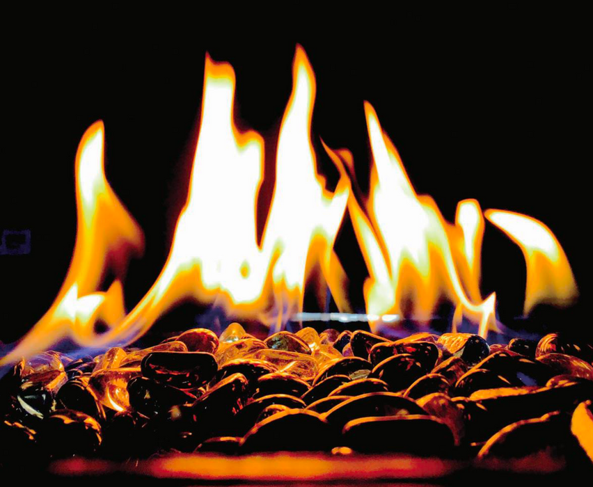 VIVID Heat - "Bahama Blue, Aqua, Clear Blend" 1/4" Tempered Fire Glass Rock Fireplace & Fire Pit