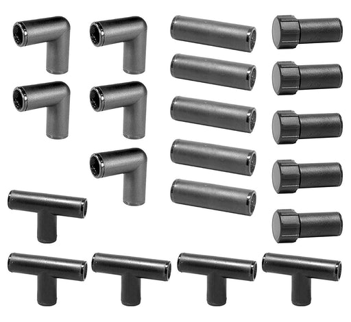 (20 Piece) 1/2" Barb Compression Drip Fittings Kit Tee, Coupling, Elbow & Ends (Black)