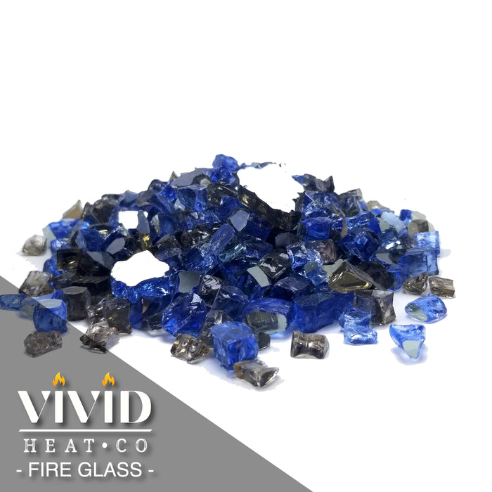 10lbs 1/2" "Deep Water Blend" Blue, Smoke & Bronze - Reflective Fire Glass