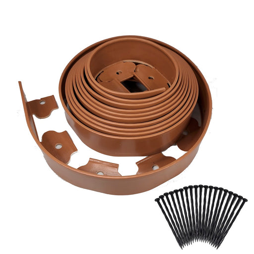 Instant Edging - Brown 20ft Premium No Dig Yard Edging Kit, for Landscaping, and Flower Gardens - 2" High