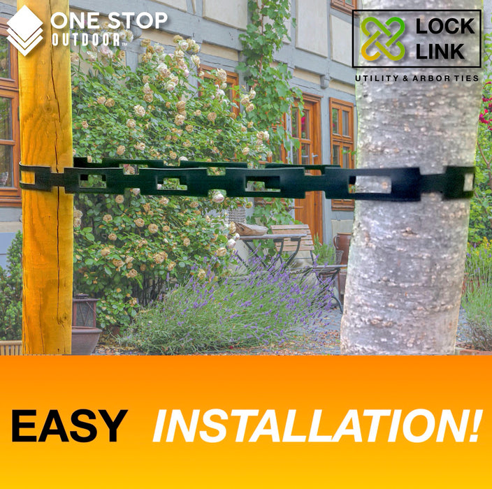 Lock Link - (100' Feet x 1/2" Wide) Strong Flexible Plastic Chain Locking Strap - Tree & Plant Ties for Staking