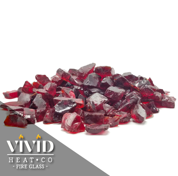 VIVID Heat - "Ruby Red" 1/4", (Price by the Pound) Tempered Fire Glass Rock
